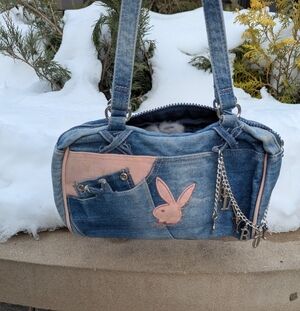 PLAYBOY Denim and Pink Bag